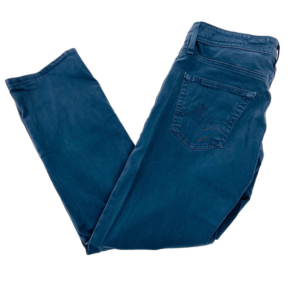 AG ADRIANO GOLDSCHMIED MENS 34X32 FADED BLUE STRAIGHT LEG SOFT KHAKI CHINO PANTS